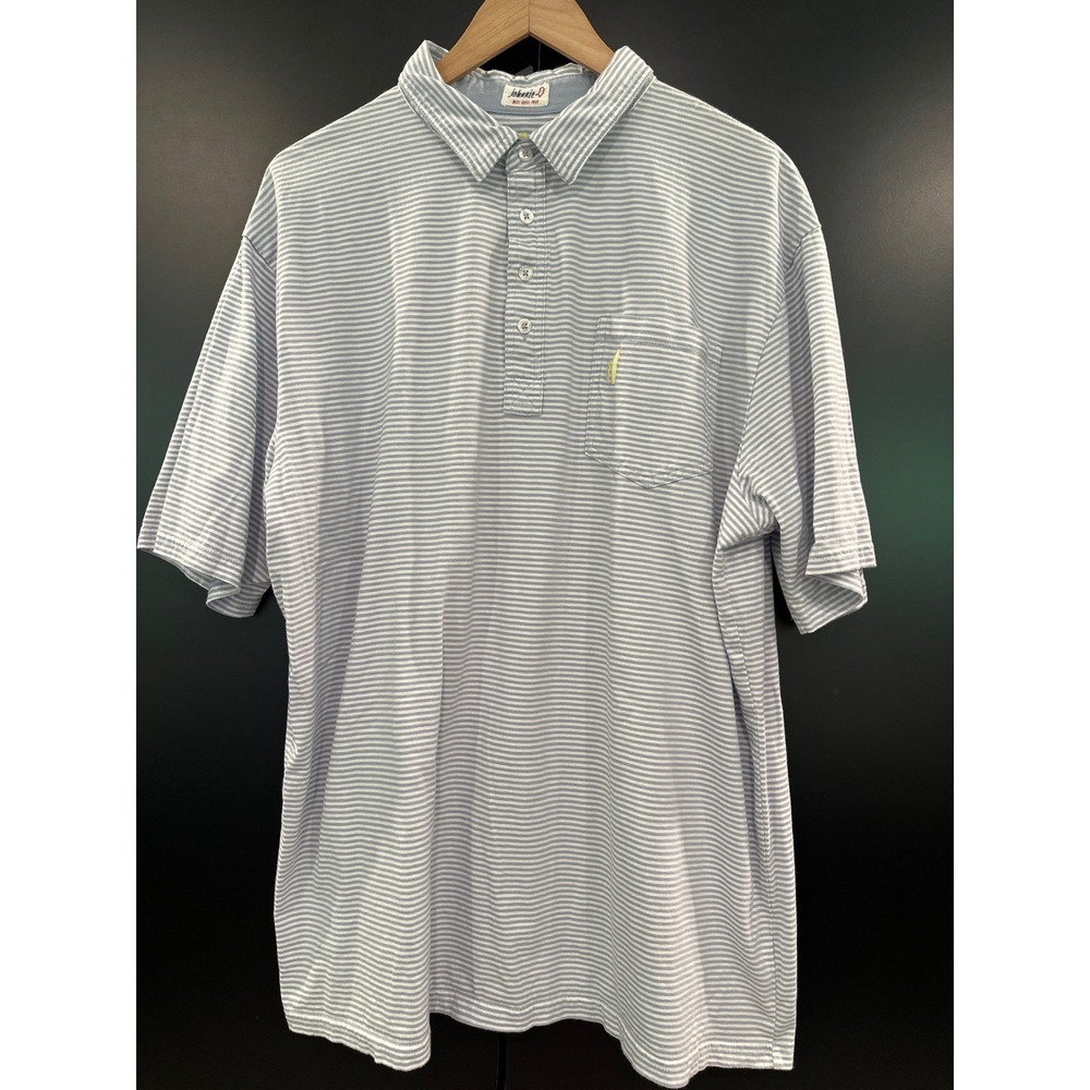 Johnnie-O Mens XL Striped Short Sleeve Polo Shirt Arctic Blue White JMPO1020